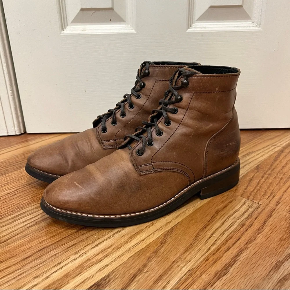 Thursday Boot Company President Plain Toe Brown Leather Boots Lace Up Men’s 8.5